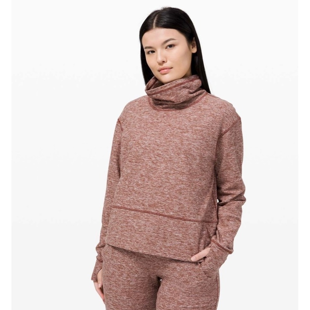 Lululemon Ready To Rulu fleece pullover in heathered Savannah funnel neck Size 8